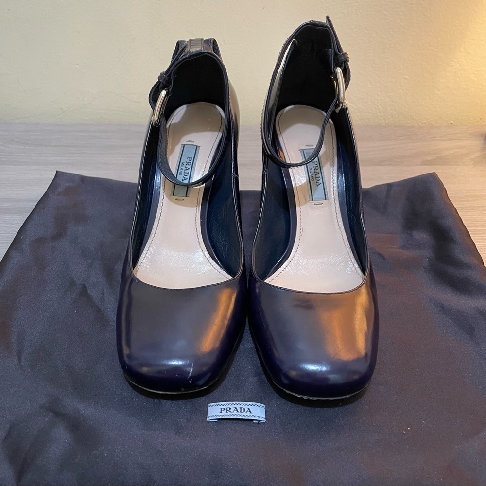 Prada Navy Ankle Strap Heels - Picture 3 of 11